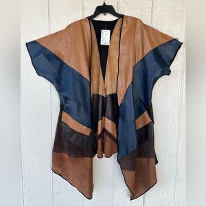 NWT 7Hands Leather Patchwork Kimono/Wrap